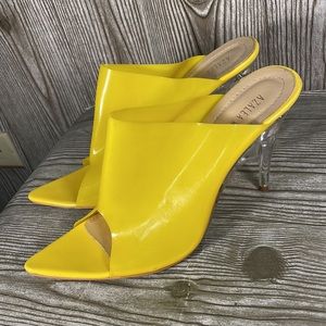 Azalea Wang Yellow Peep Toe Mules